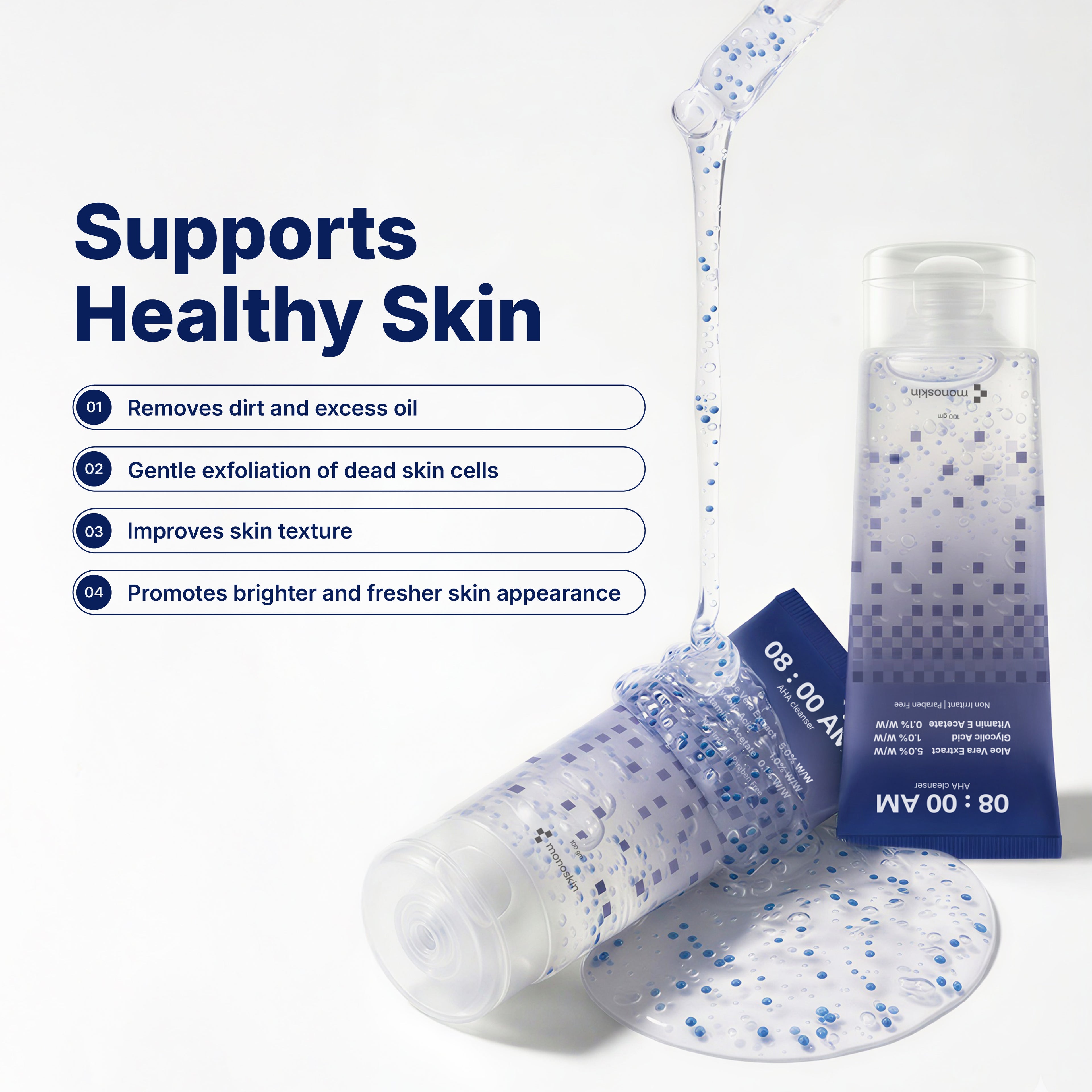 08:00 AM — AHA FACIAL CLEANSER